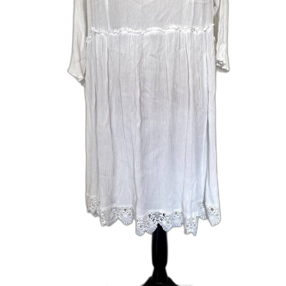 Torrid Ivory White Gauze Crochet Trim Mini Dress Swim Cover Plus Size 3X - Picture 4 of 7